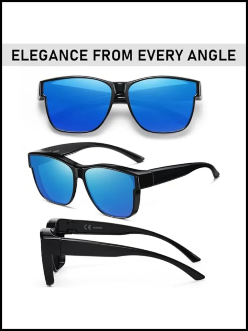 Oversized Polarized Sunglasses Fit Over Glasses UV400 Protection TR90 Frame